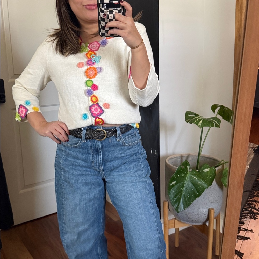 Vintage Michael Simon Buttoned Front Knitted Patc… - image 8